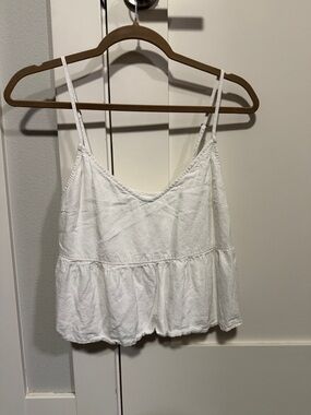 Abercrombie & Fitch White Spaghetti Strap Peplum Camisole